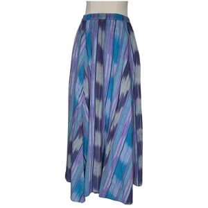 Vintage 70s Western Blue Boho Maxi Skirt with Pockets indigo native print